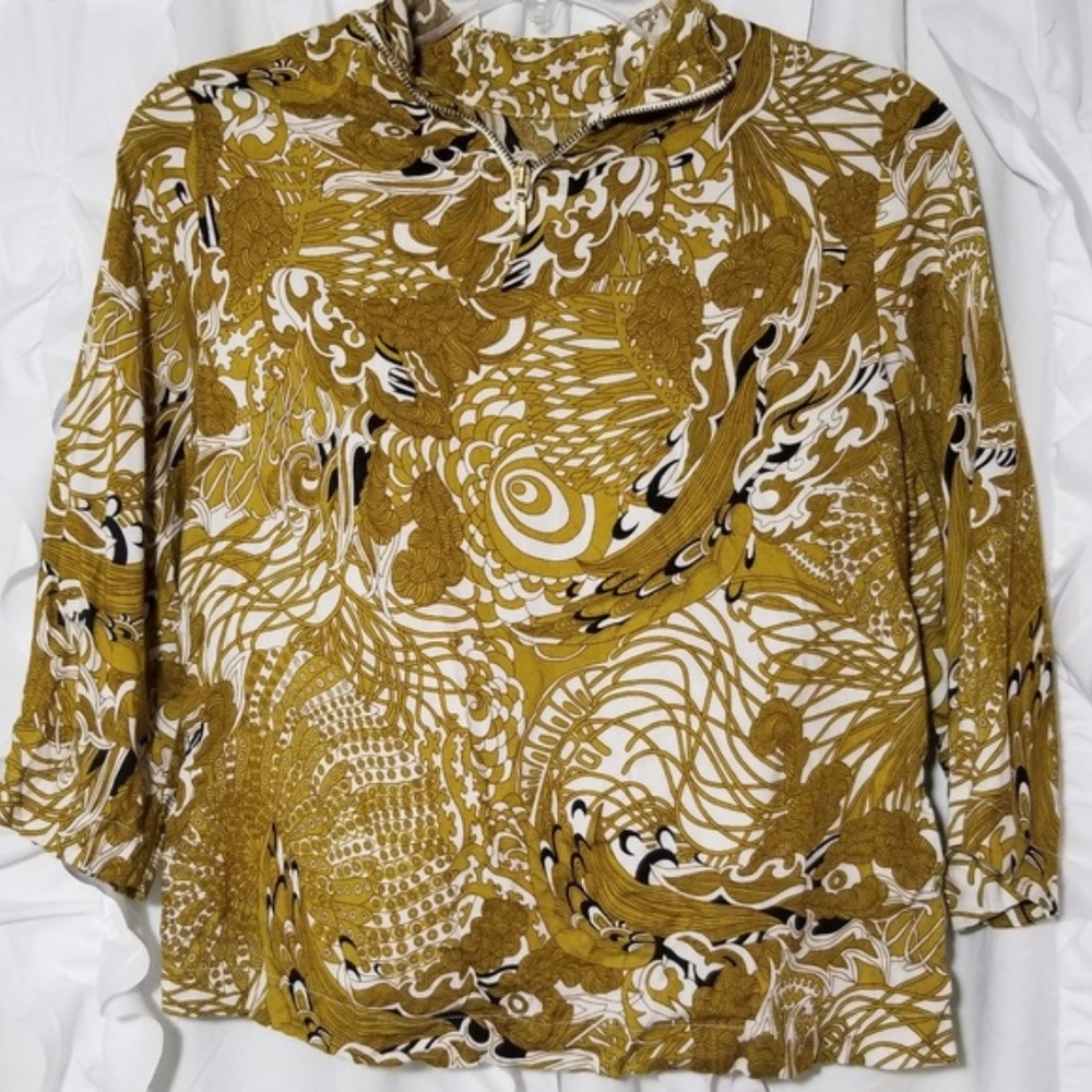 H&M gold and white blouse